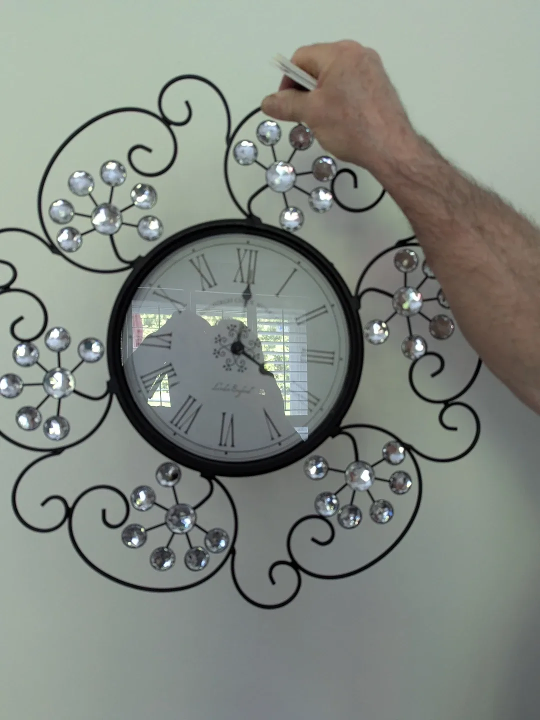 Decorative Wall Clock with Crystal Accents