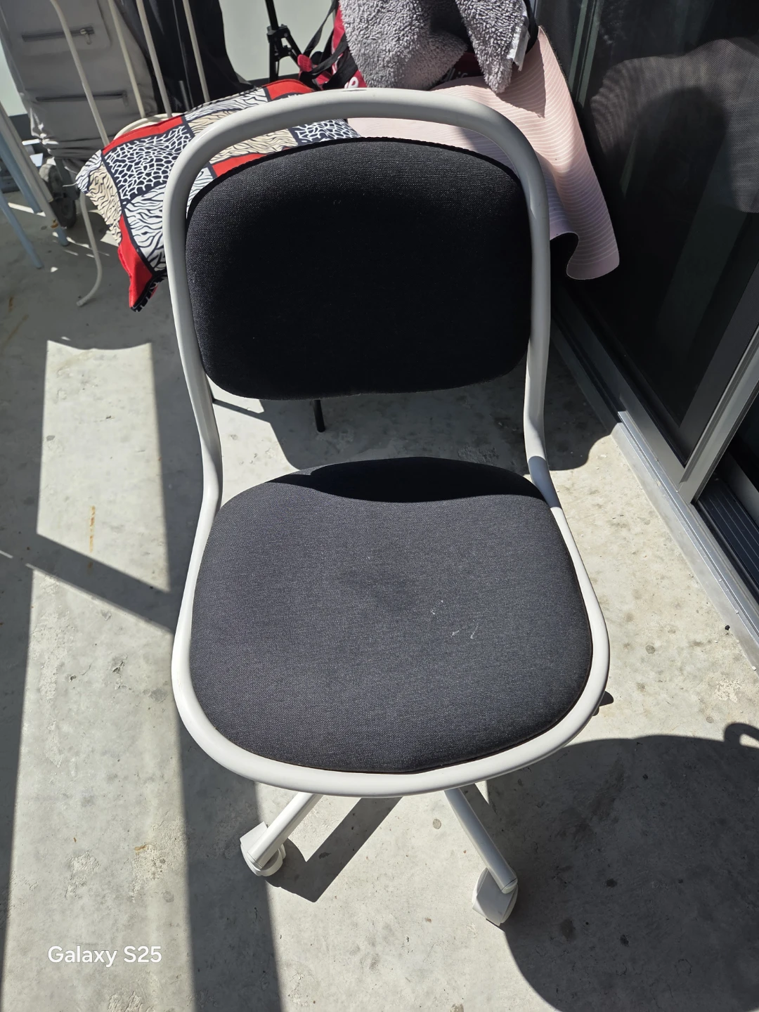 Black Fabric Office Chair with White Frame