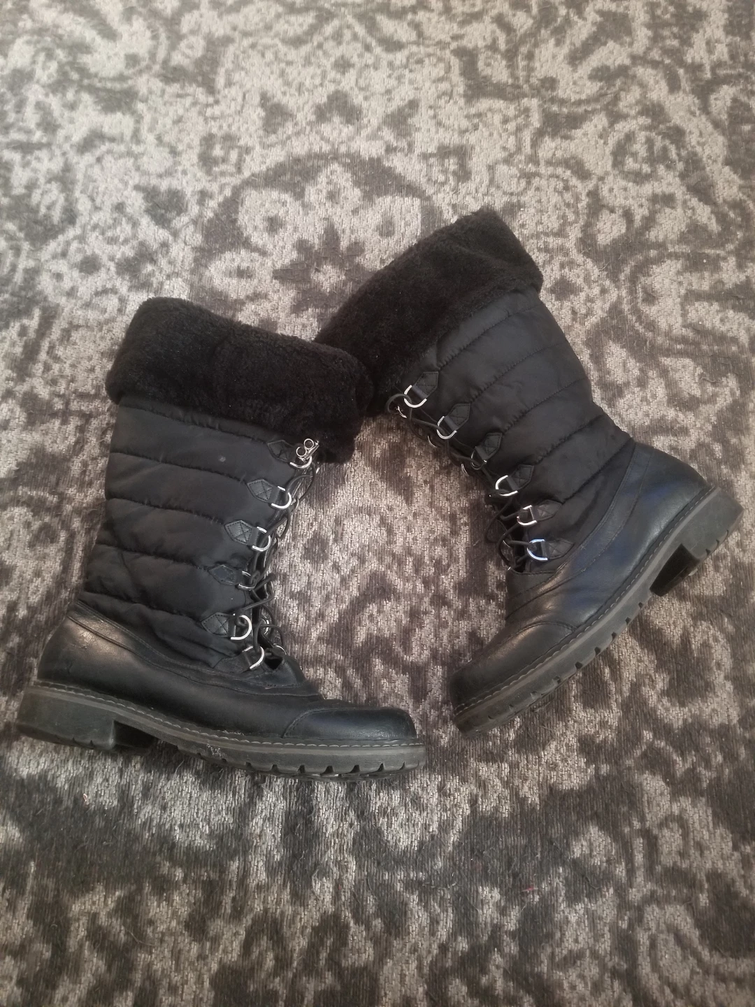 Womens Black Fur Insulation Boots Size 10 - photo 2