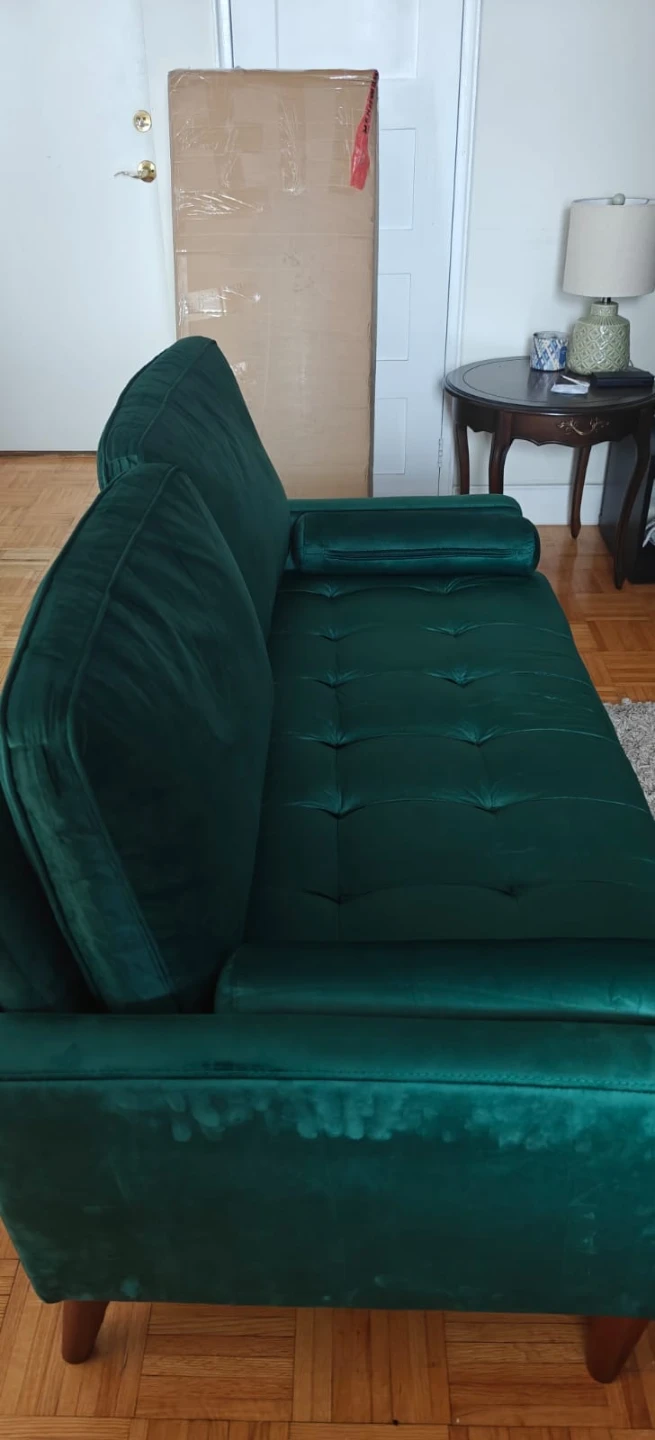 Emerald Green Velvet Loveseat Sofa - photo 3