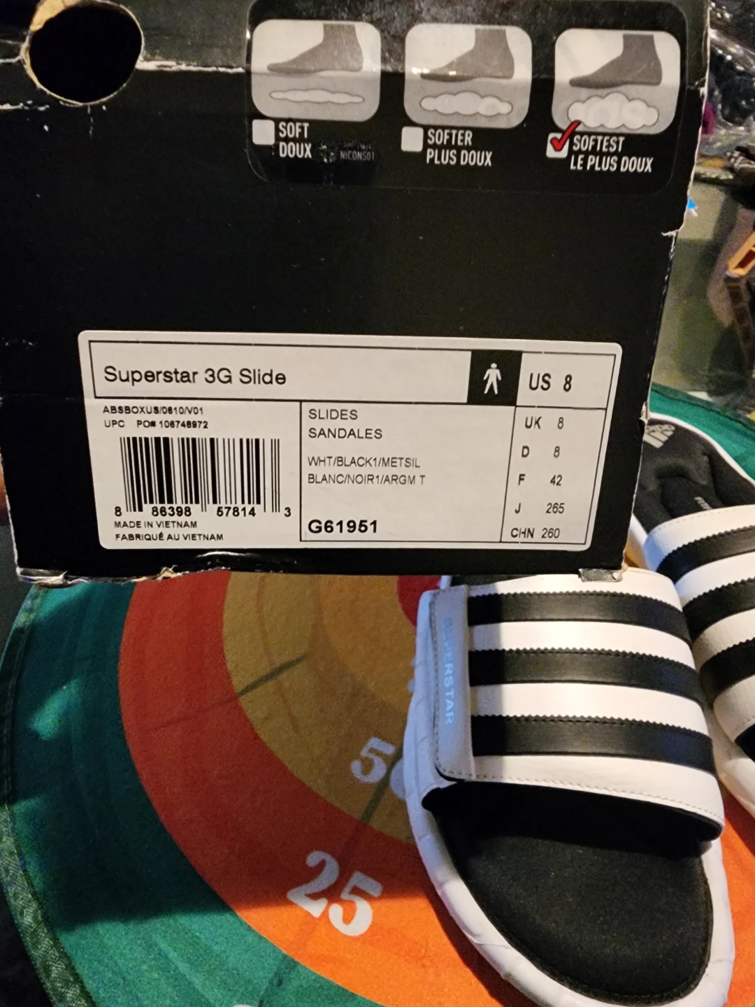 Adidas Superstar 3G Slides White/Black Size 8 - photo 3