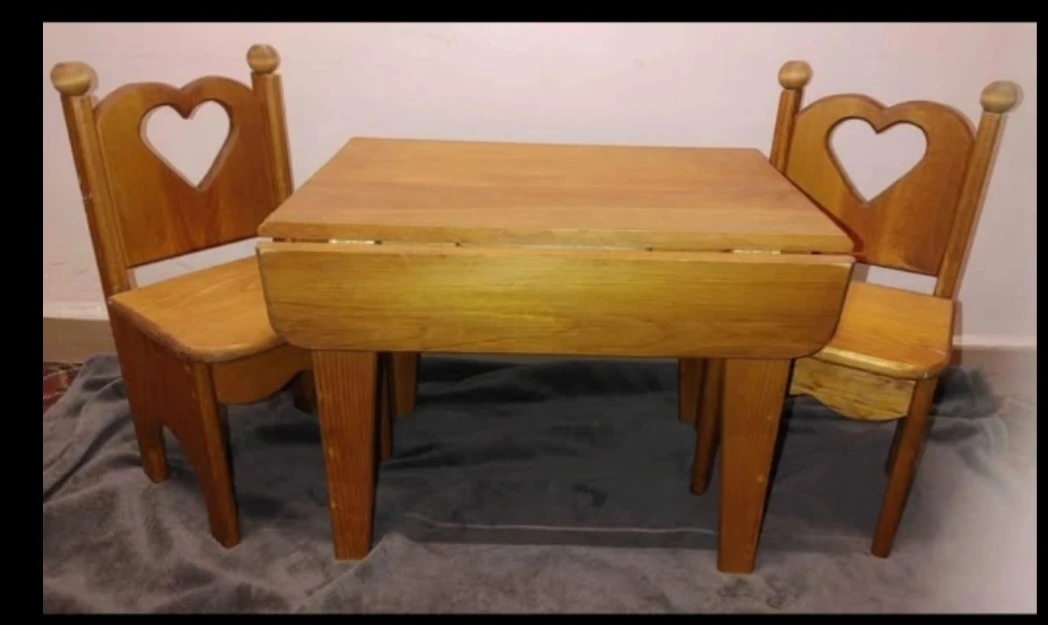 Vintage Wooden Children's DOLL Table and Chairs