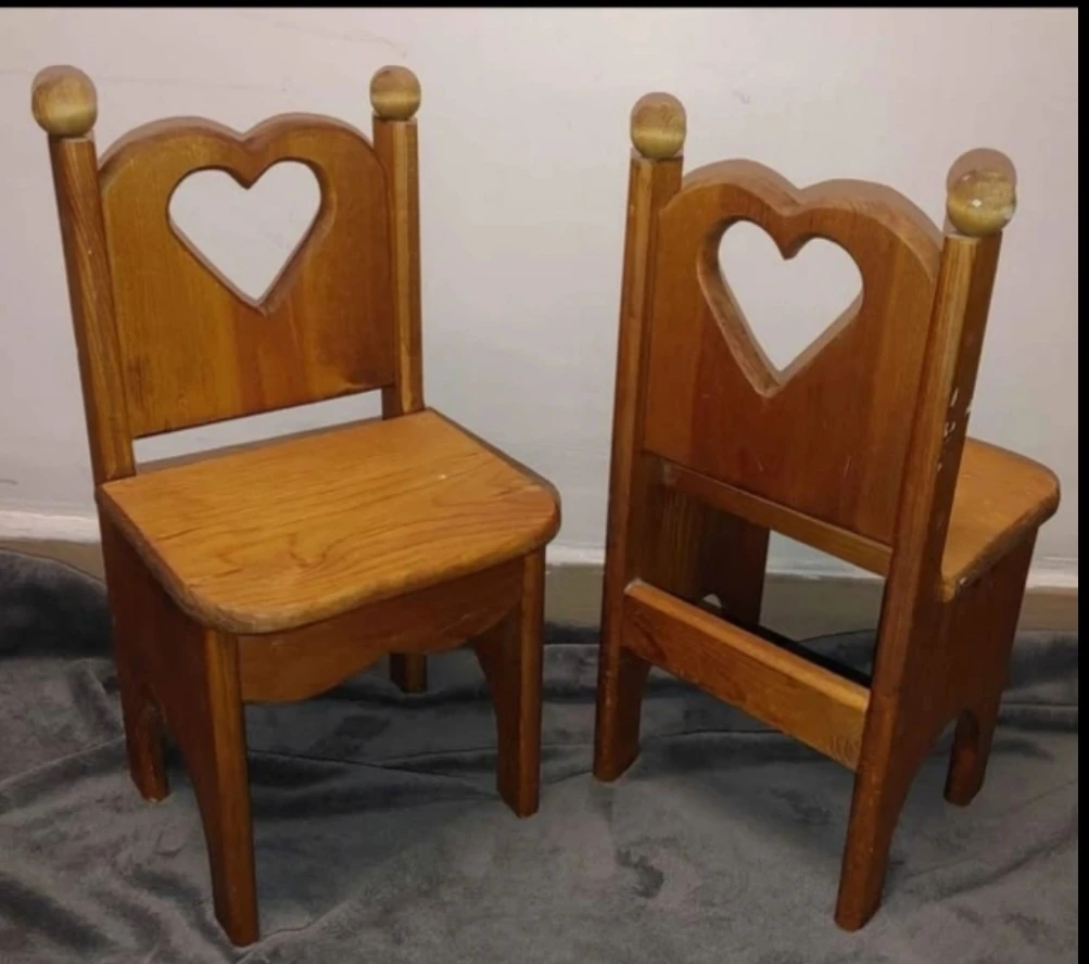 Vintage Wooden Children's DOLL Table and Chairs - photo 2