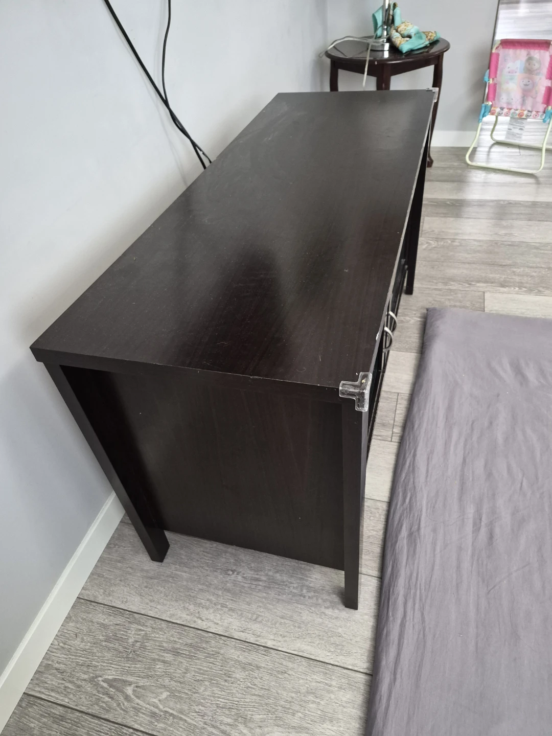 Dark Wood TV Stand with Glass Doors - photo 5