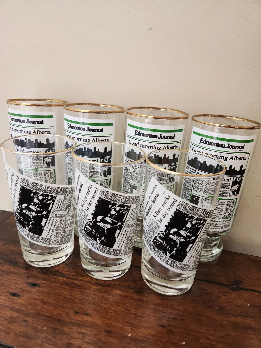 Set of 7 Edmonton Journal Glasses