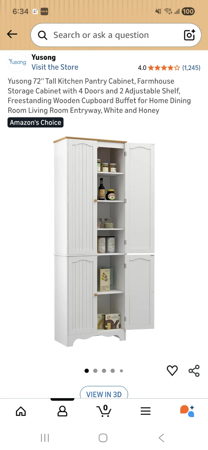 72" Tall Kitchen Pantry Cabinet