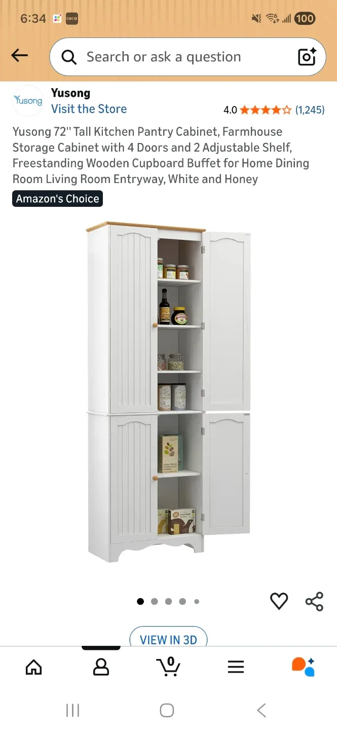 72" Tall Kitchen Pantry Cabinet