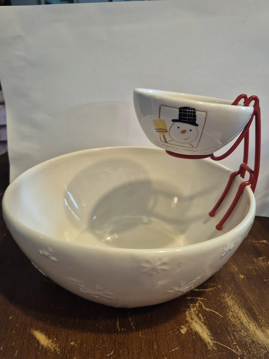 Christmas Snowman Chip and Dip Bowl Set