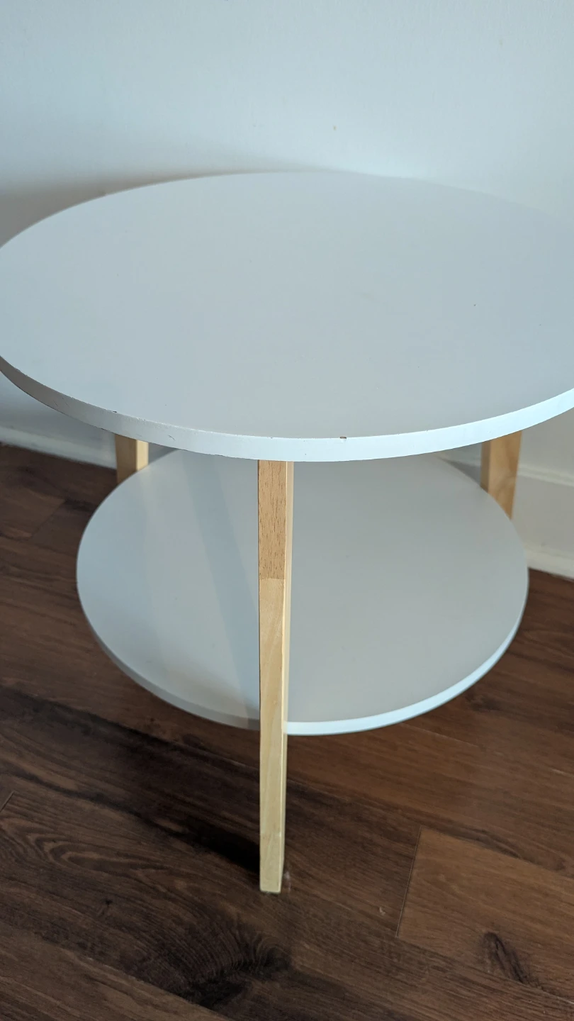 White 2-Tier Round Side Table - photo 2
