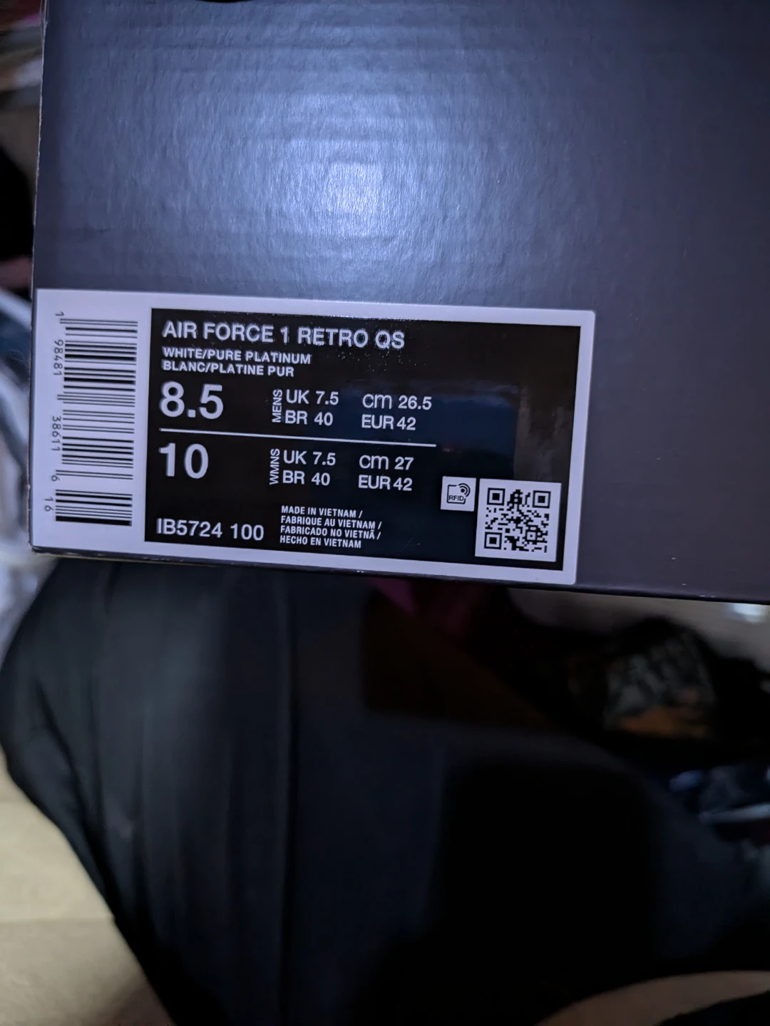 Nike Air Force 1 Retro QS White/Pure Platinum Sneakers - photo 2