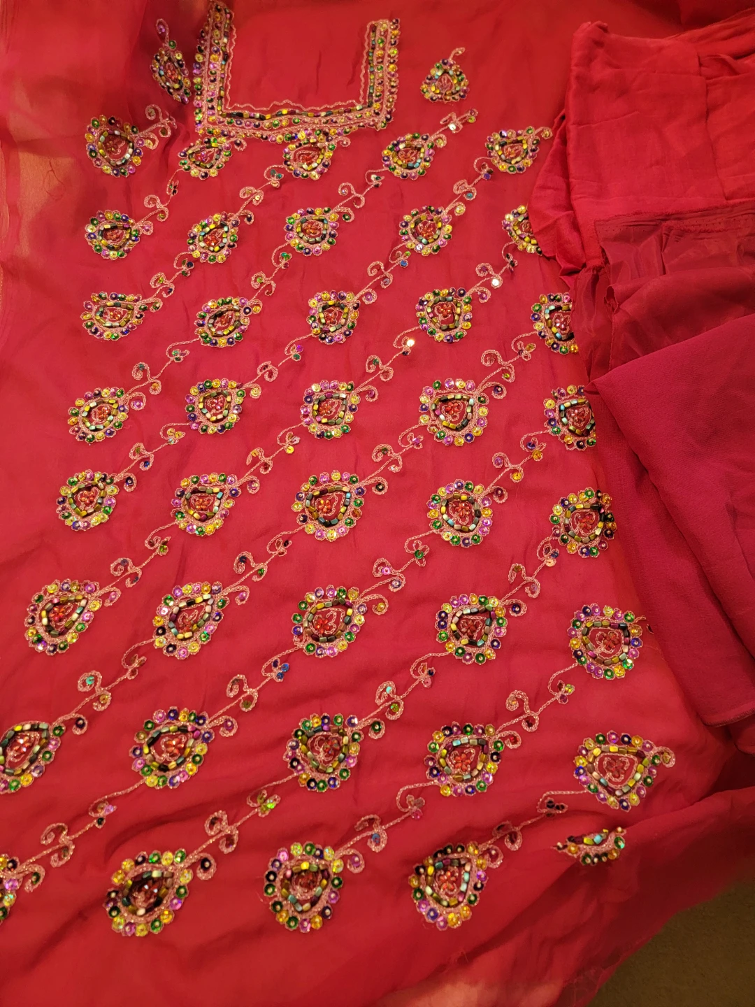 Red Embroidered Shalwar Kameez