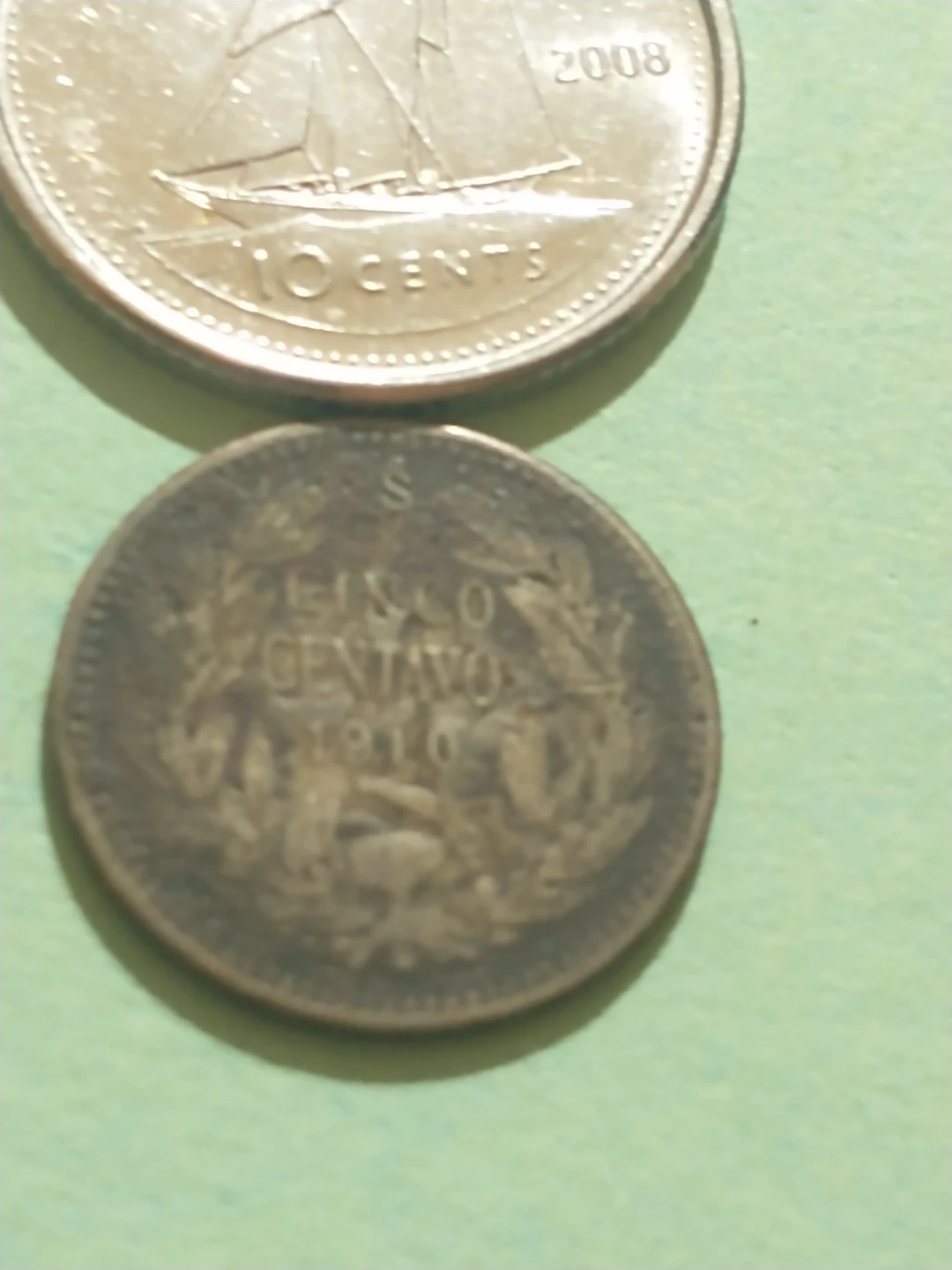 1910 Chile 5 centavos .400 silver coin KM #155.2 - photo 3