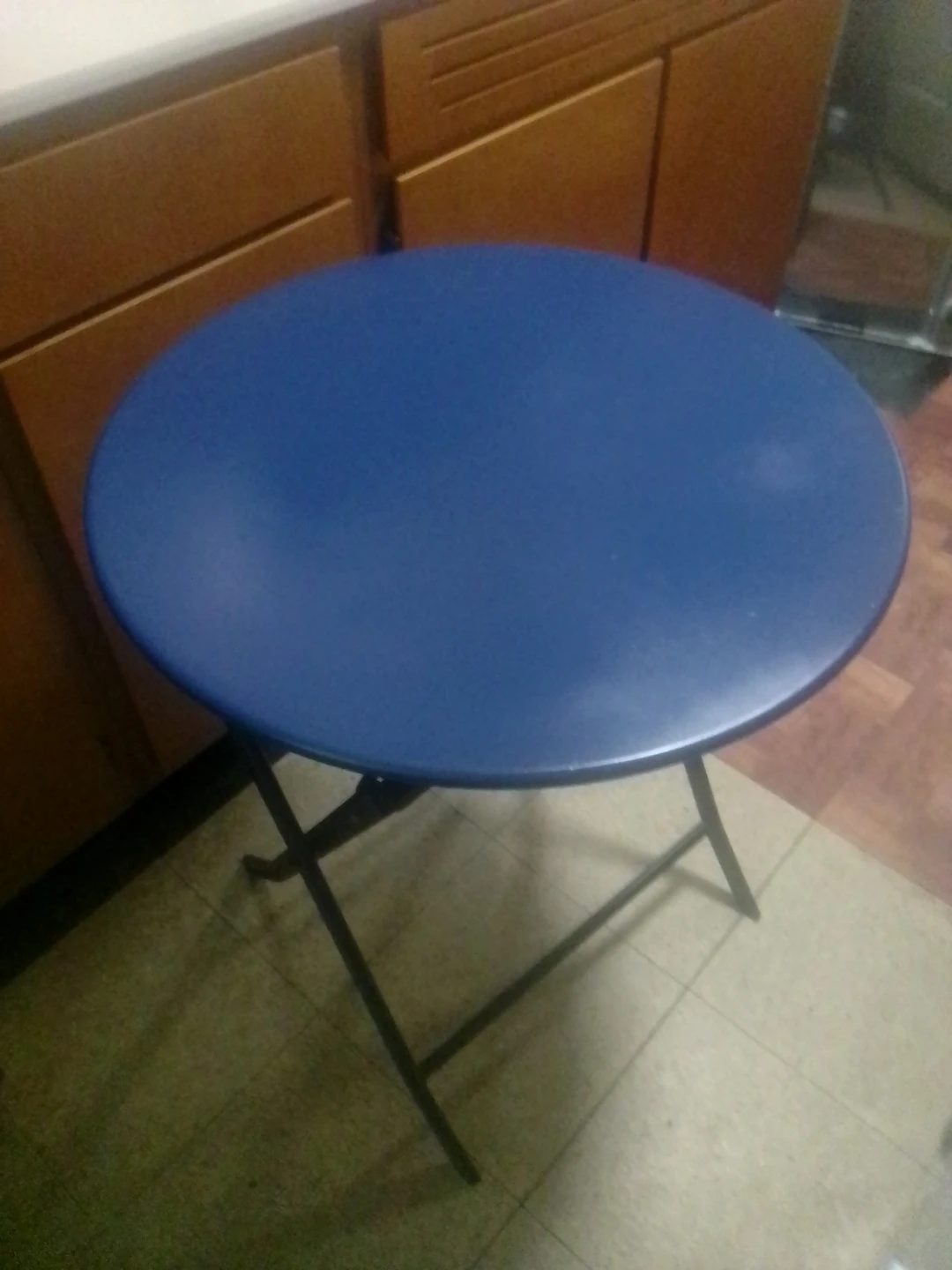 Metal Blue Round Folding Table