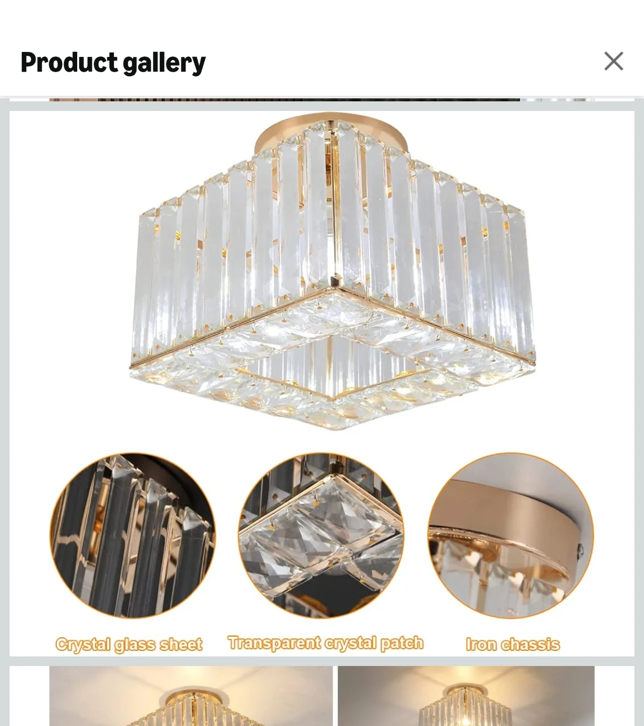 Square Crystal Flush Mount Ceiling Light Fixture - photo 2