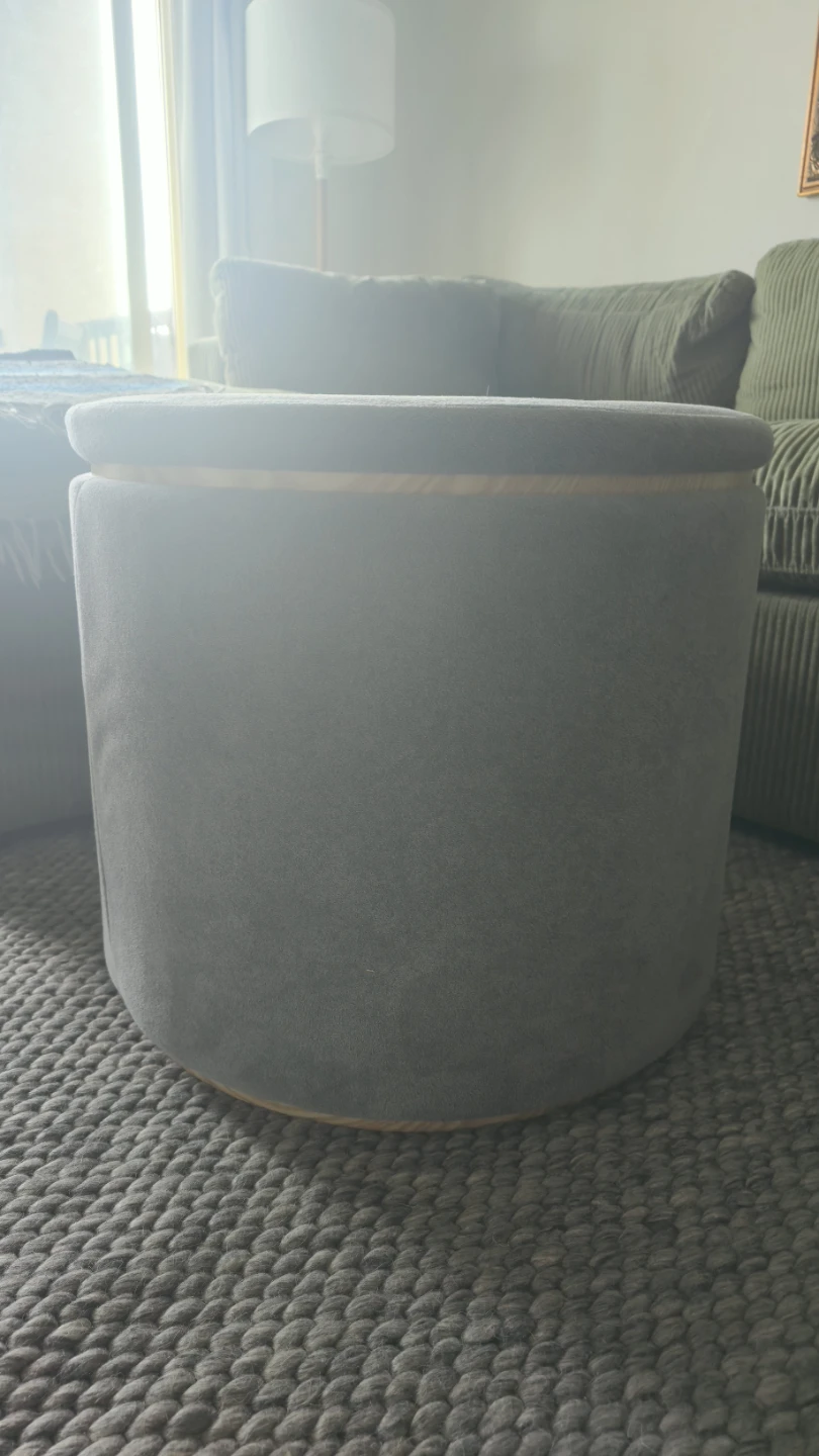 Lighy Blue Storage Ottoman with Wood Lid