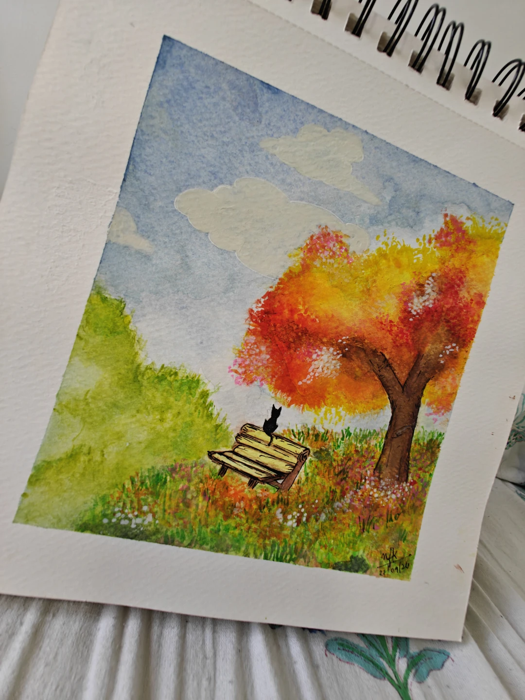 Original Watercolour Painting - Autumn Fall Scene - photo 2