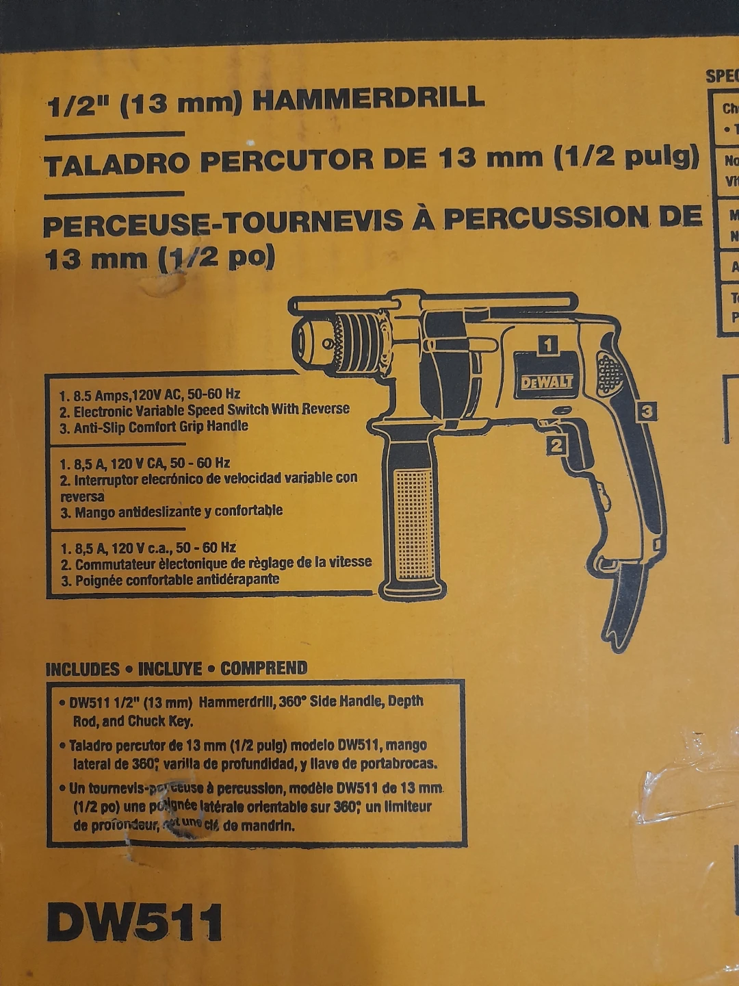 DEWALT 1/2" (13 mm) Hammerdrill DW511 - photo 2