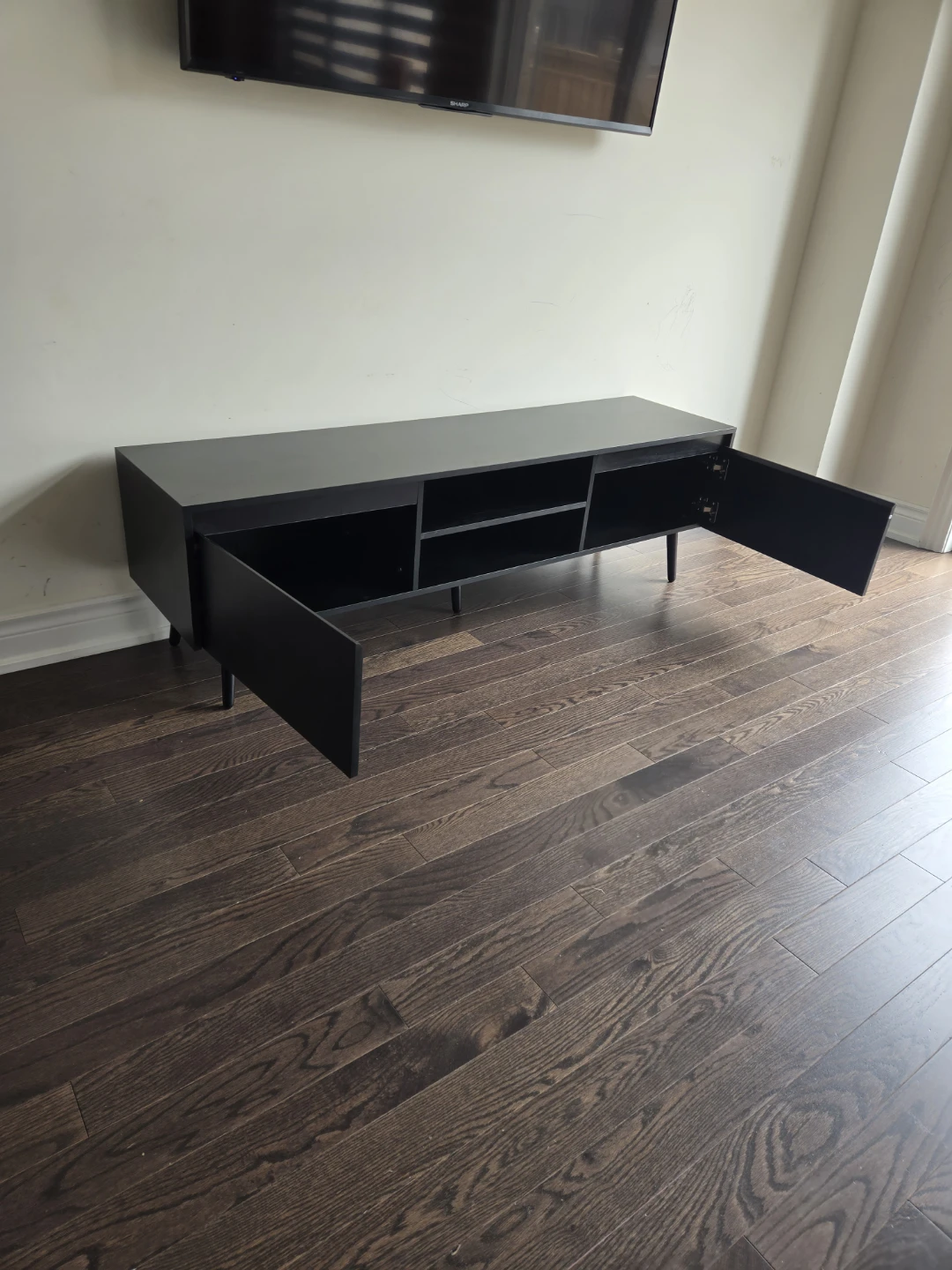 Black Media Console TV Stand with Storage - photo 4