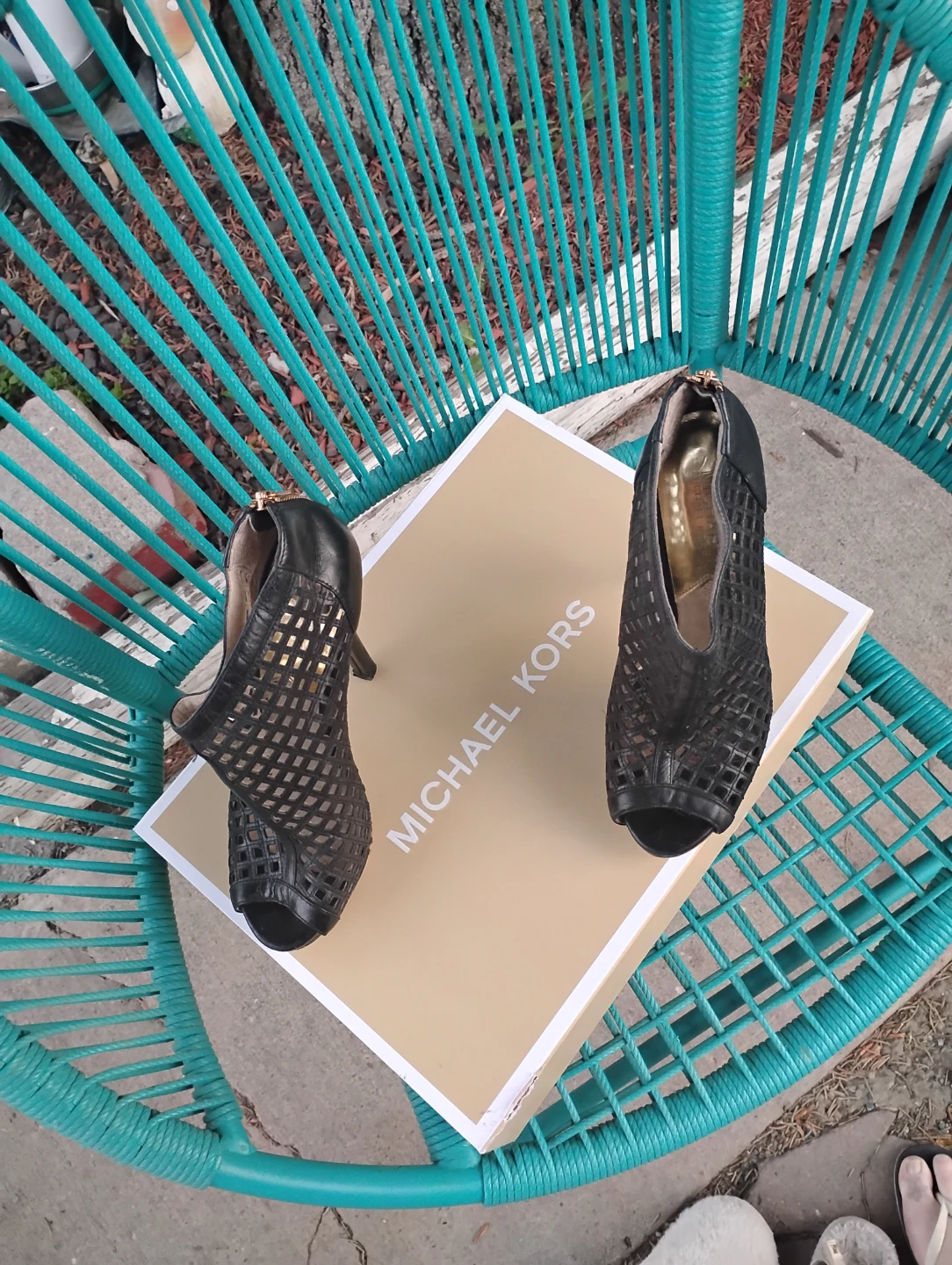 Michael Kors Black Perforated Peep-Toe Heels - photo 2