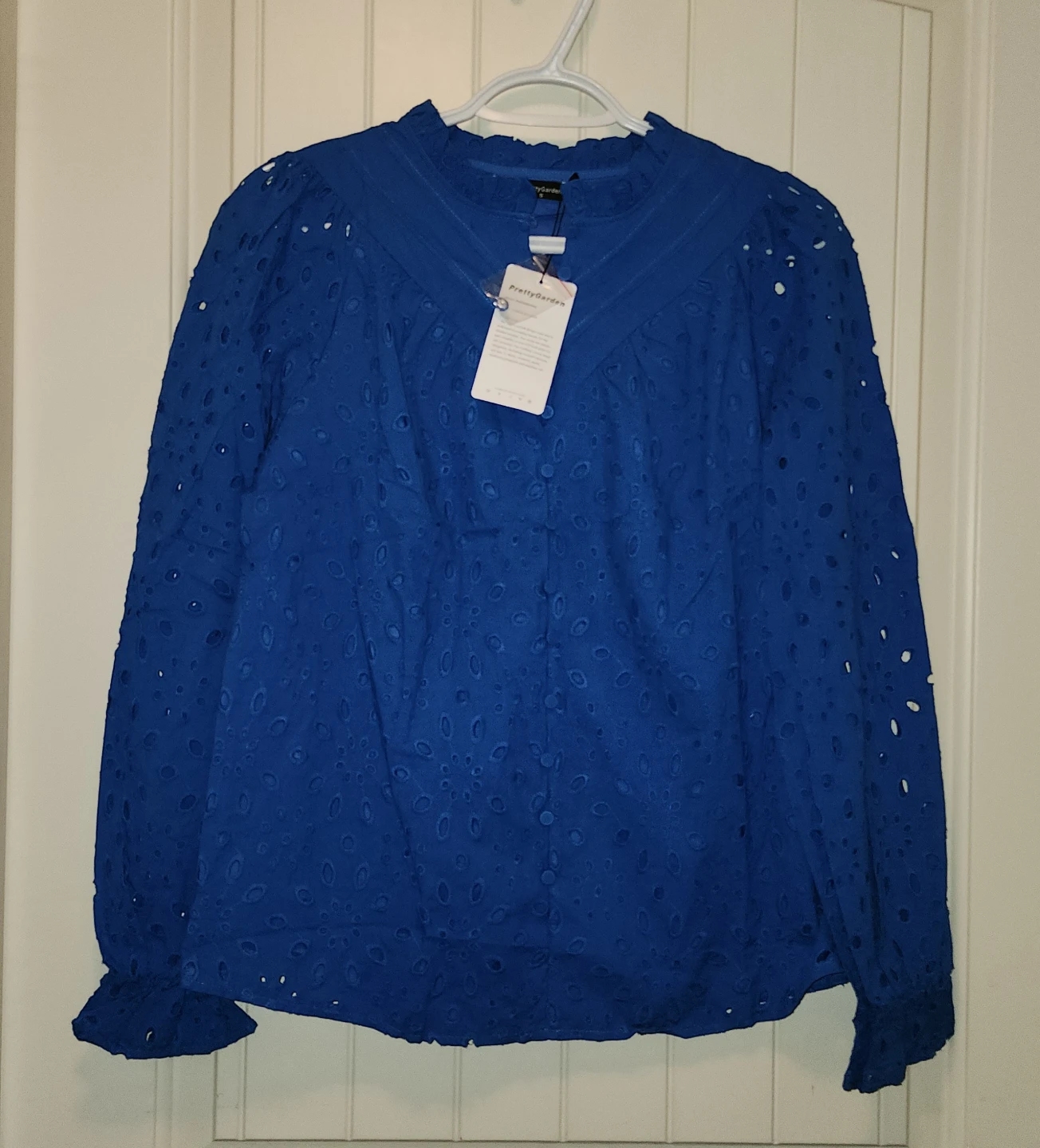 PrettyGarden Blue Eyelet Blouse - Size S