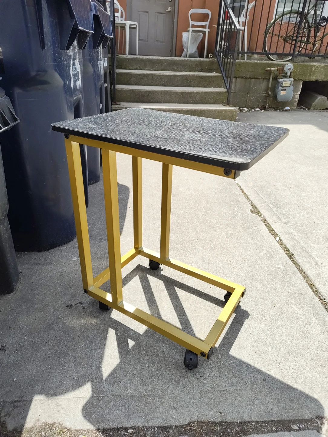 Yellow C-Table with Wheels