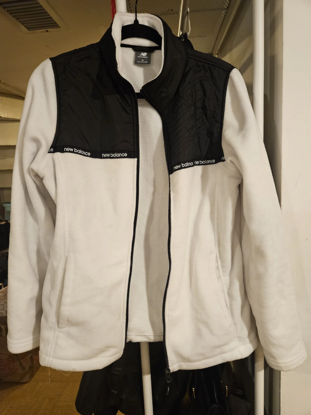 New Balance Fleece Jacket - White/Black - Size M