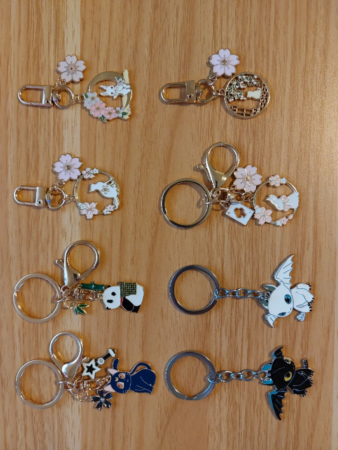 Assorted Cute Keychains - Panda, Cat, Dragon