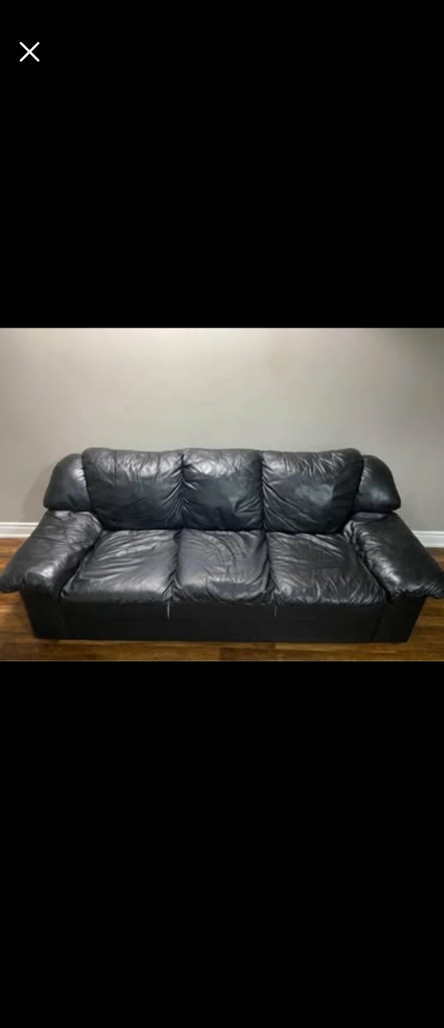 Black Leather Couch - photo 2
