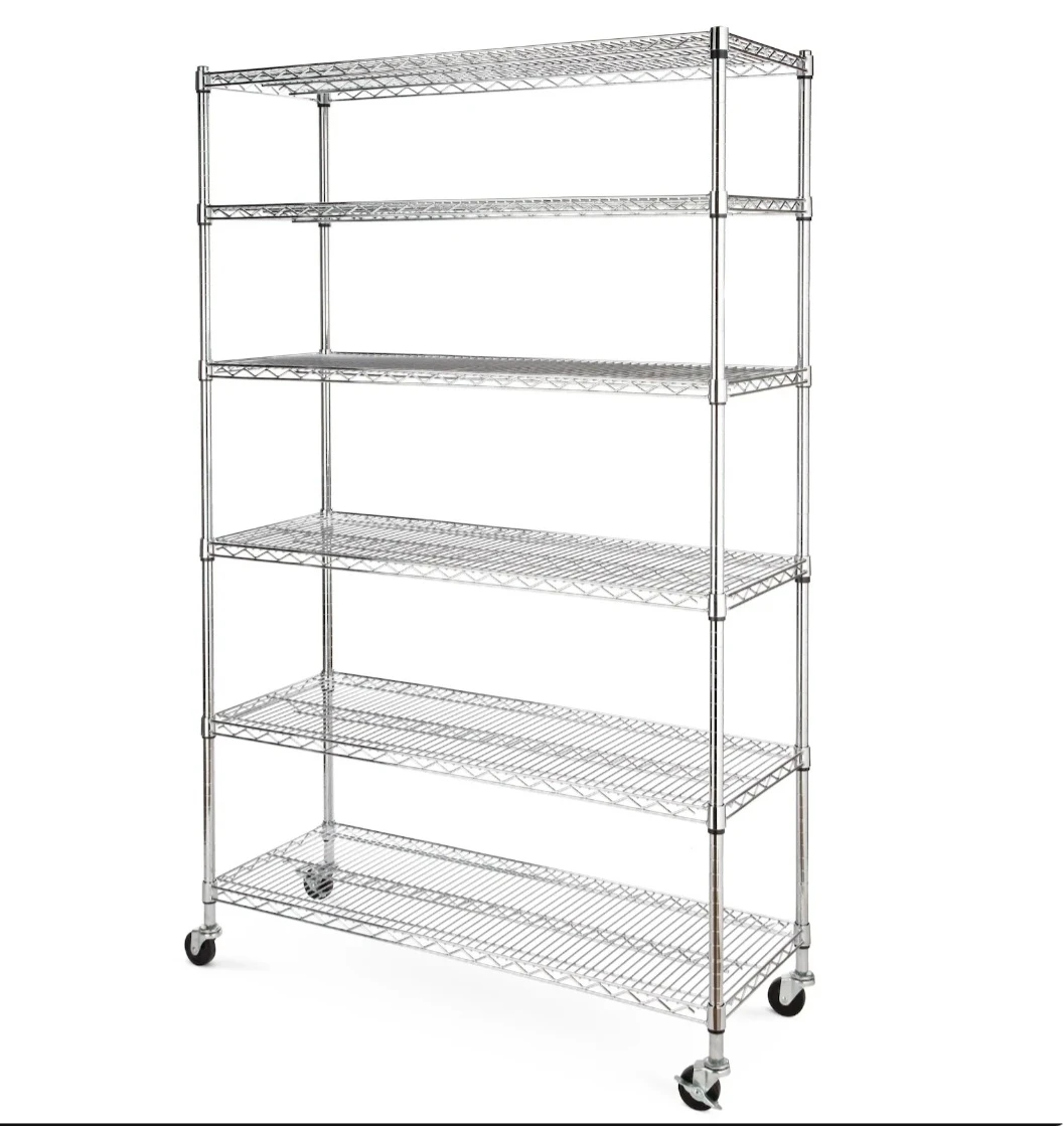 Metal 6-Tier Adjustable Wire Shelving Storage Unit with Wheels