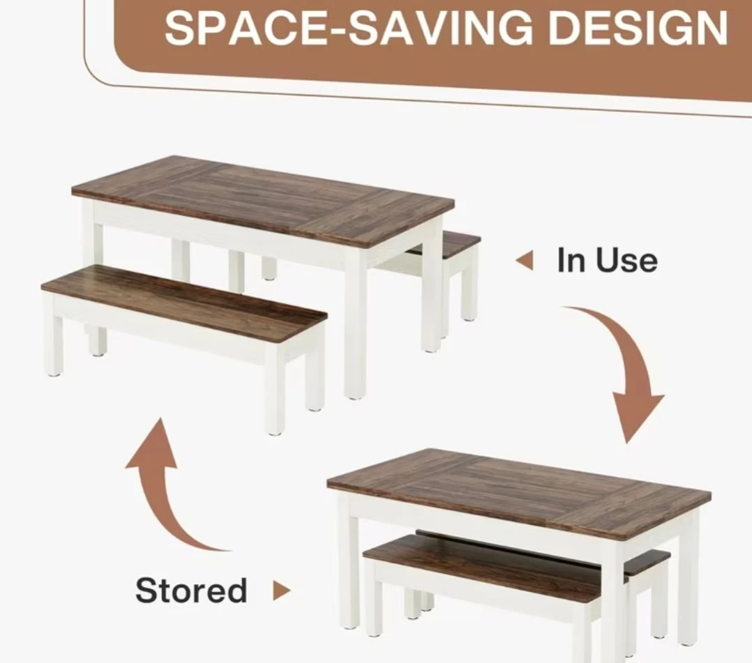 Dining Table with 2 Benches - photo 4