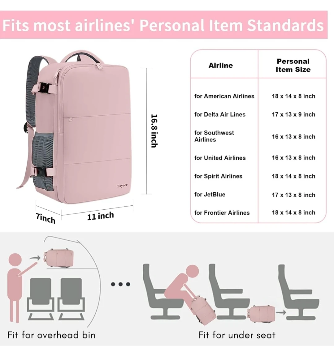 Taygeer Pink Travel Backpack 16.8" - Fits 15.6" Laptop - photo 2