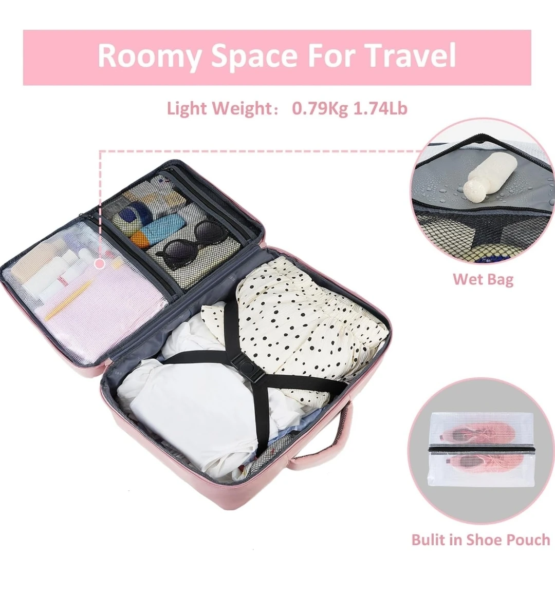 Taygeer Pink Travel Backpack 16.8" - Fits 15.6" Laptop - photo 3