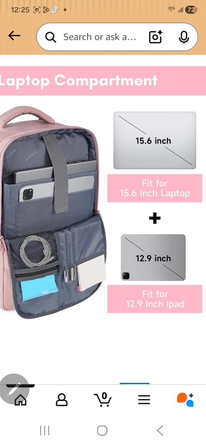 Taygeer Pink Travel Backpack 16.8" - Fits 15.6" Laptop - photo 4