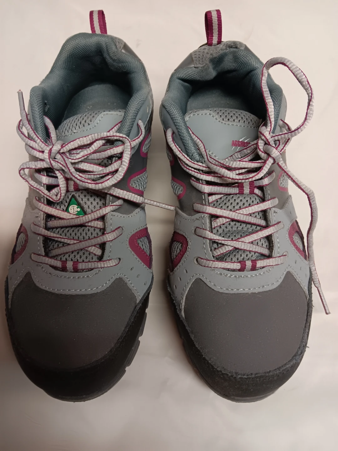 Women's Grey and Burgundy Hiking Boots