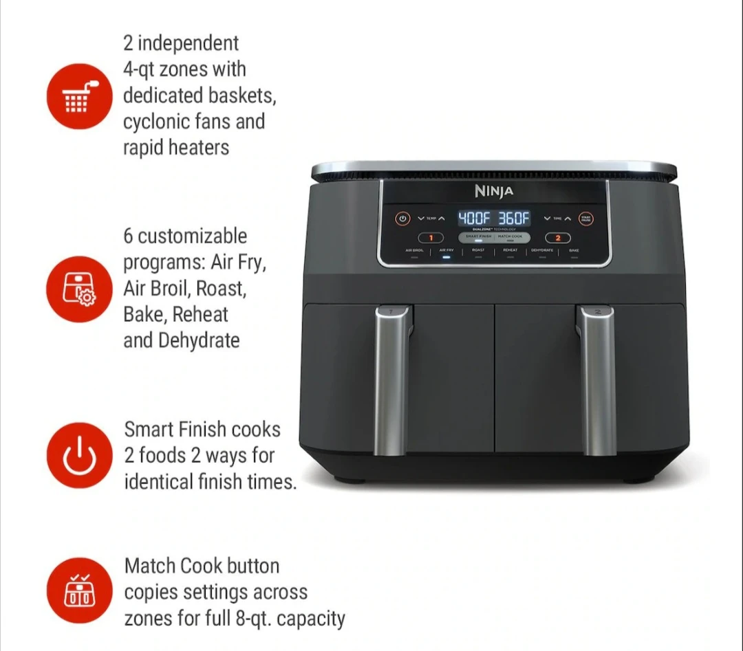Ninja Foodi 6-in-1 8-qt. Air Fryer DualZone - photo 3