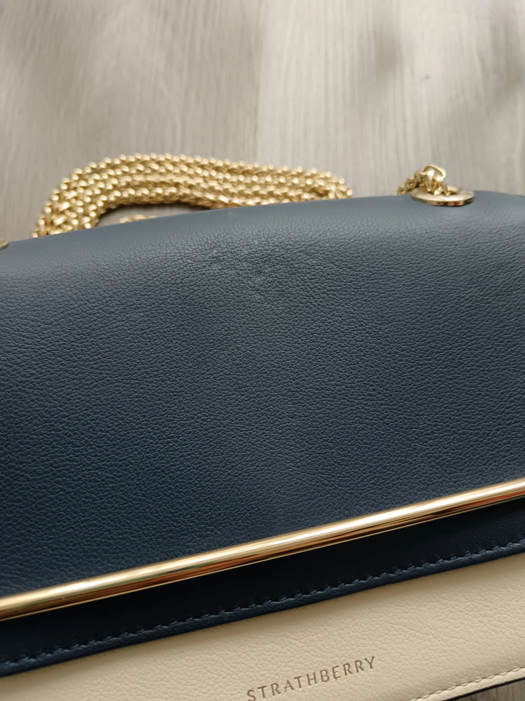 Strathberry Mini East to West Bag in Navy and Vanilla - photo 2
