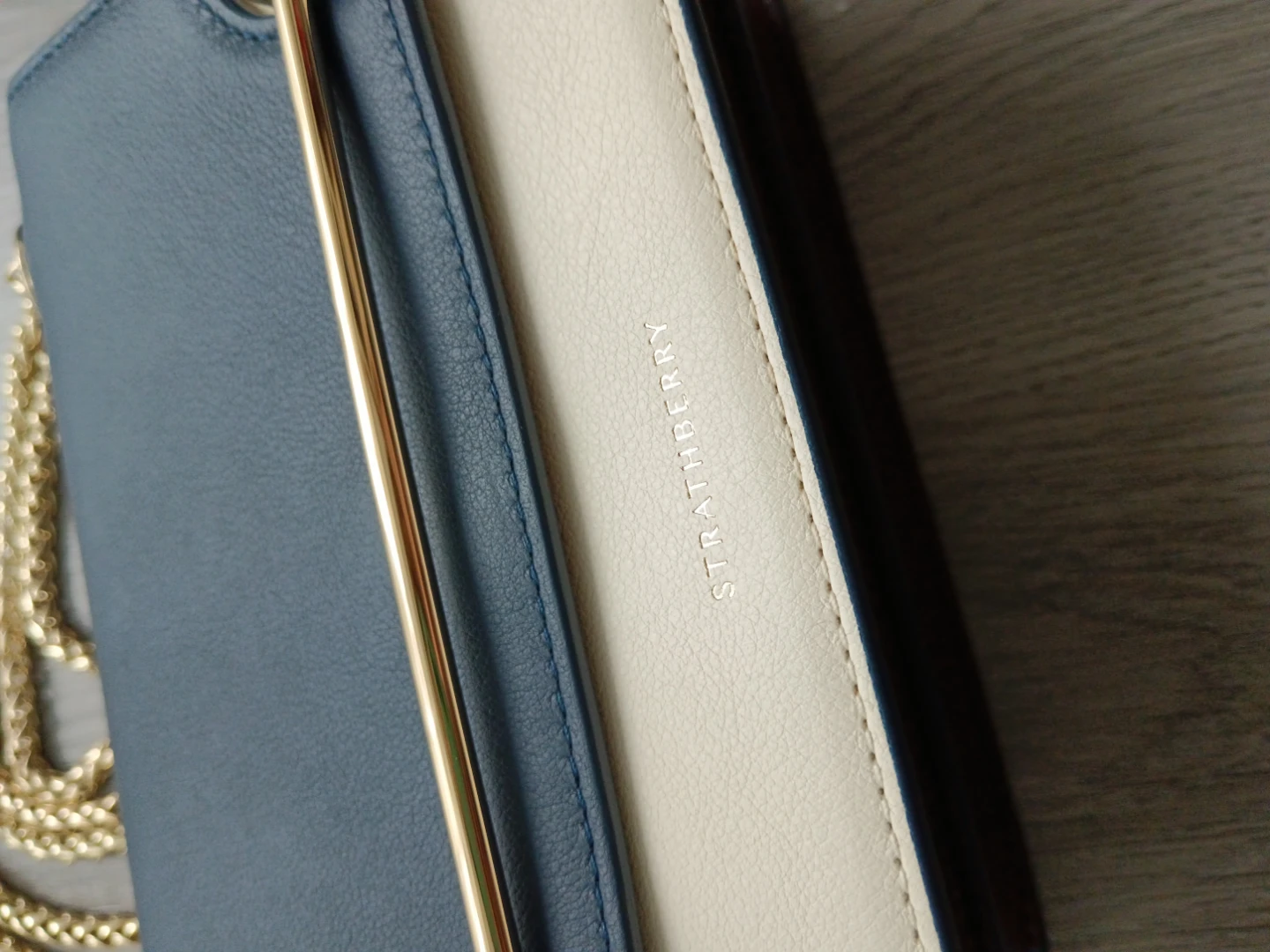 Strathberry Mini East to West Bag in Navy and Vanilla - photo 3