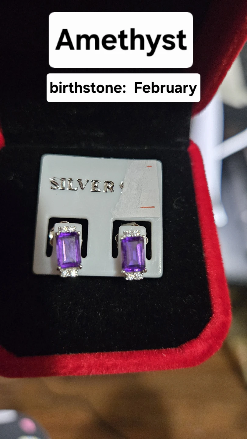 Silver Amethyst and CZ Accent Earrings - photo 2