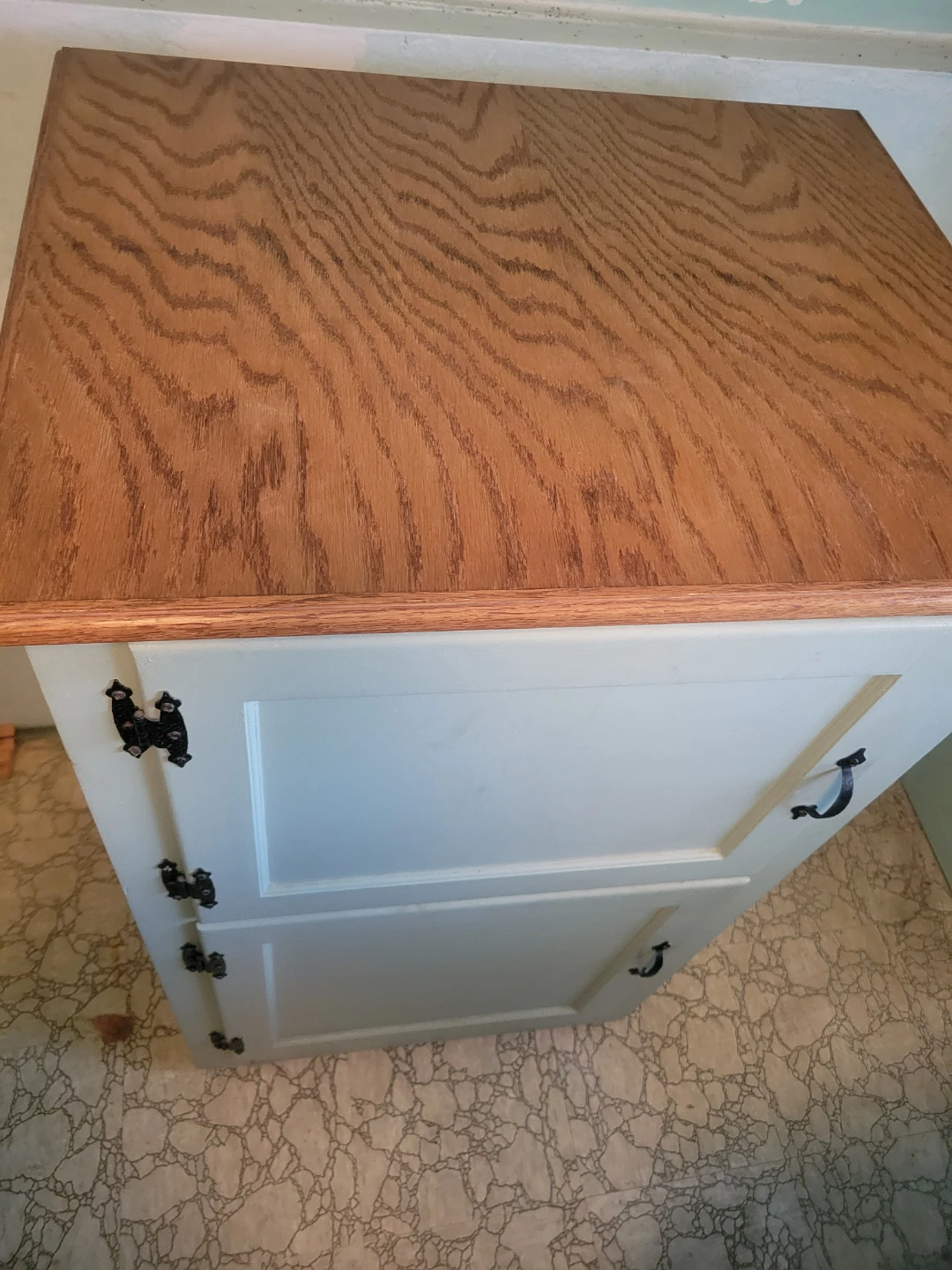 Light Blue Two-Door Cabinet with Wooden Top - photo 2