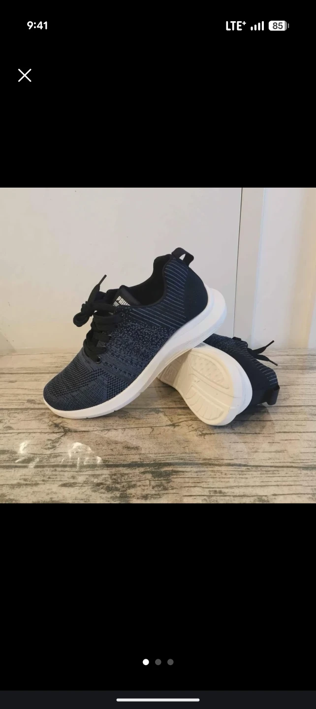 Blue Knit Running Shoes