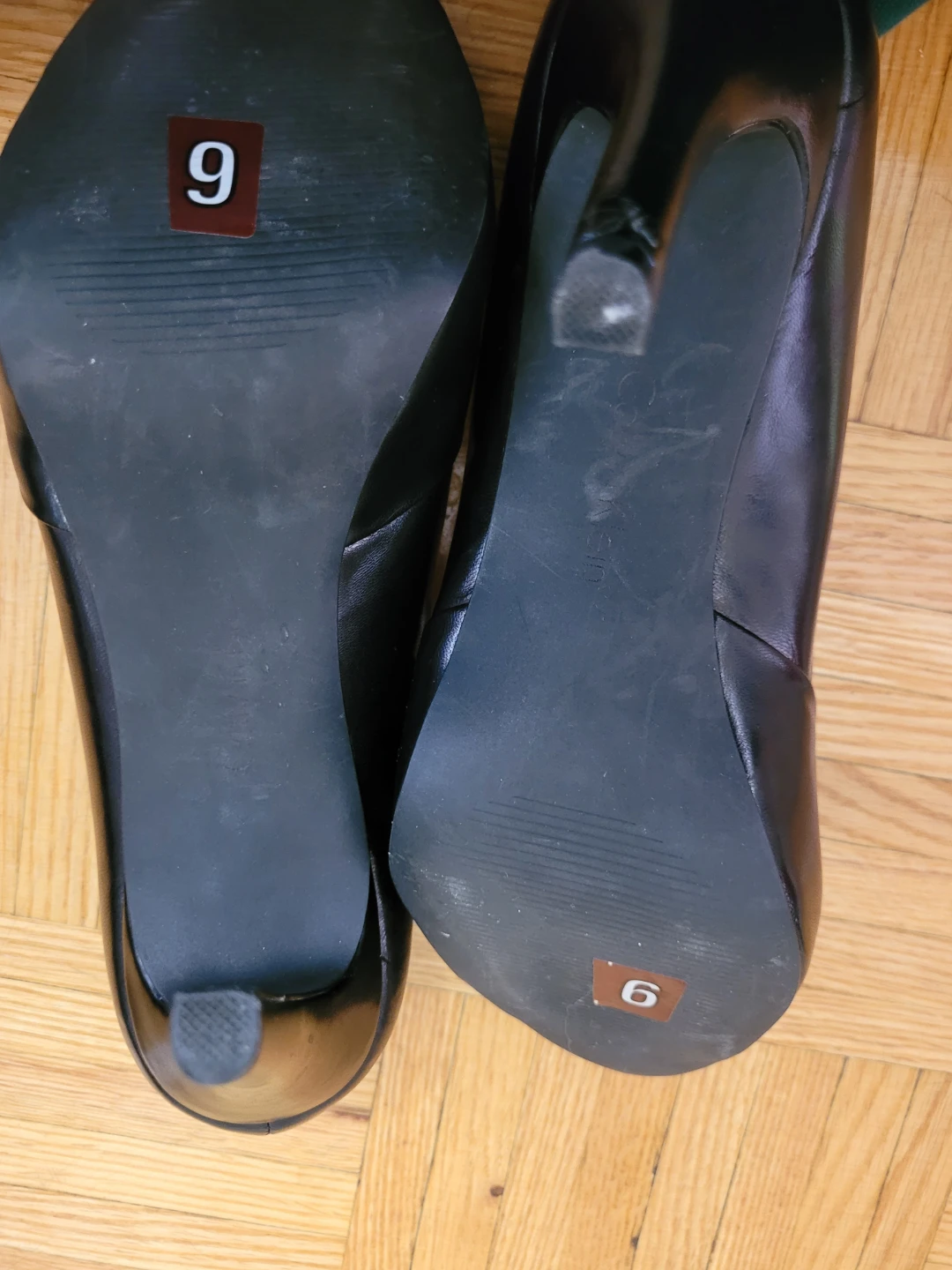 Calvin Klein Black Leather Peep-Toe Heels Size 9 - photo 5