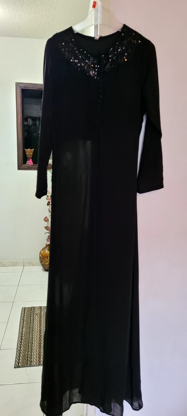 Black sequined neck maxi dress