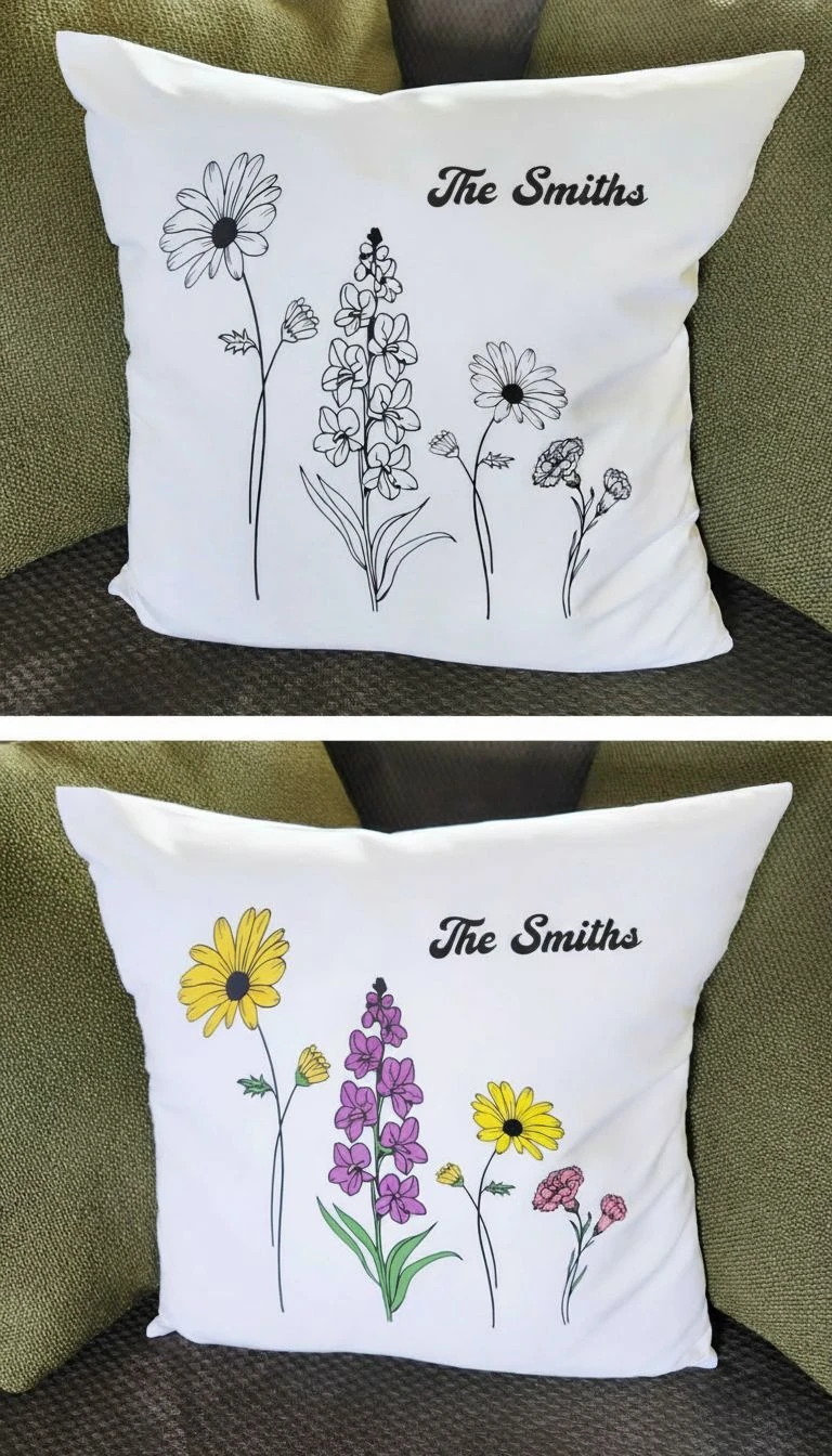 Custom Birth Flower Pillows