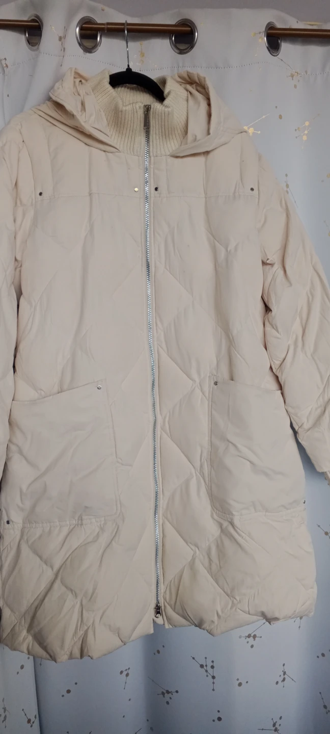 BCBG Generation Cream Puffer Coat with Hood