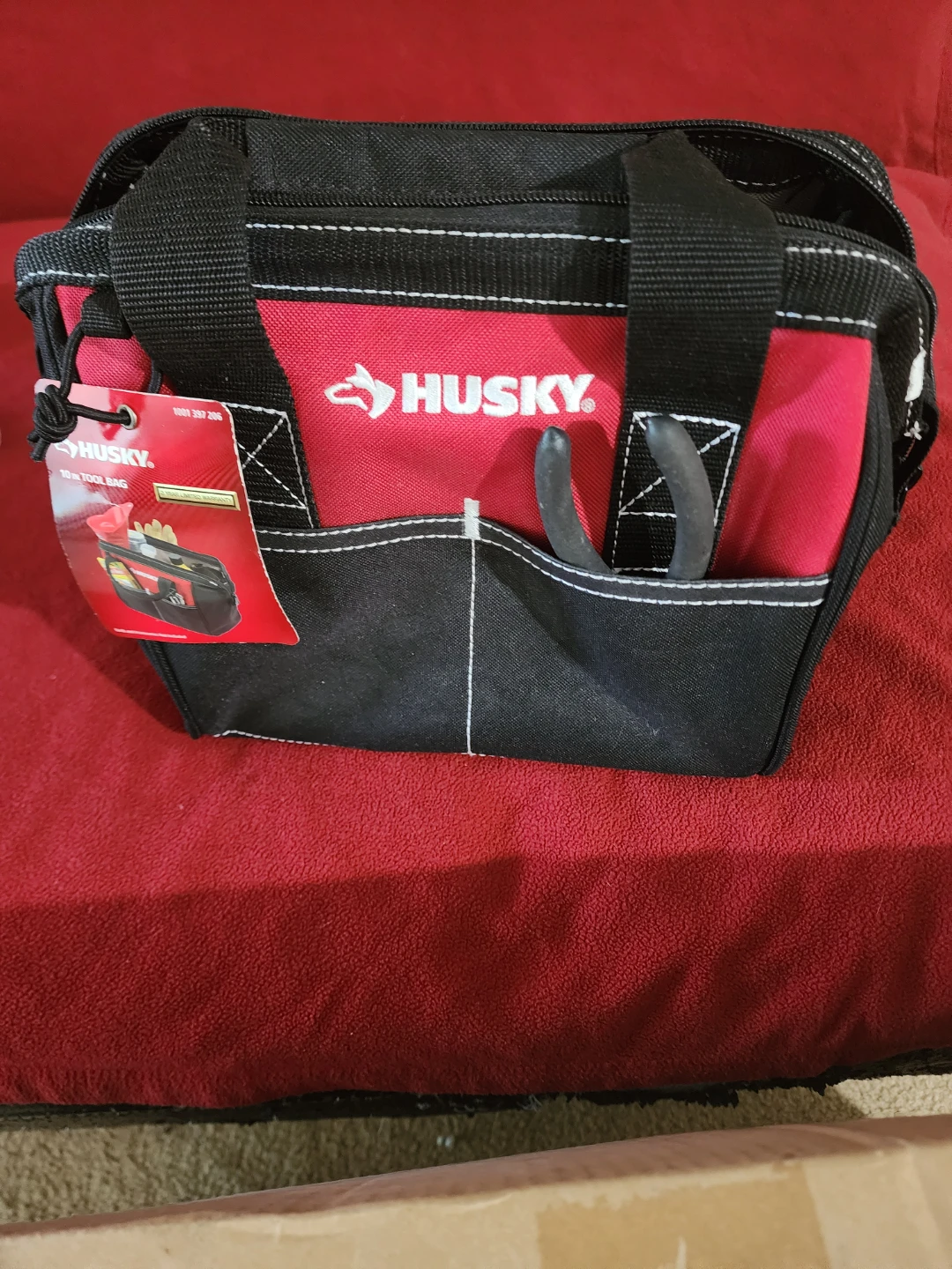 Husky 10-Inch 4 Pocket Zippered Red and Black Tool Bag - photo 5