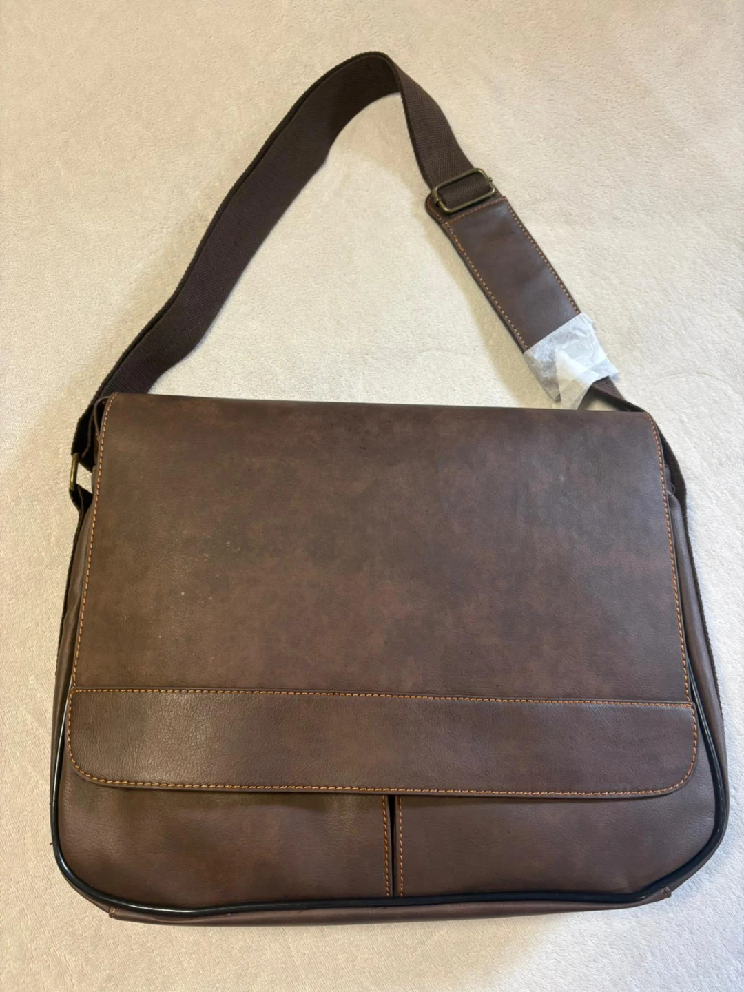 Brown Faux Leather Messenger Bag - photo 4