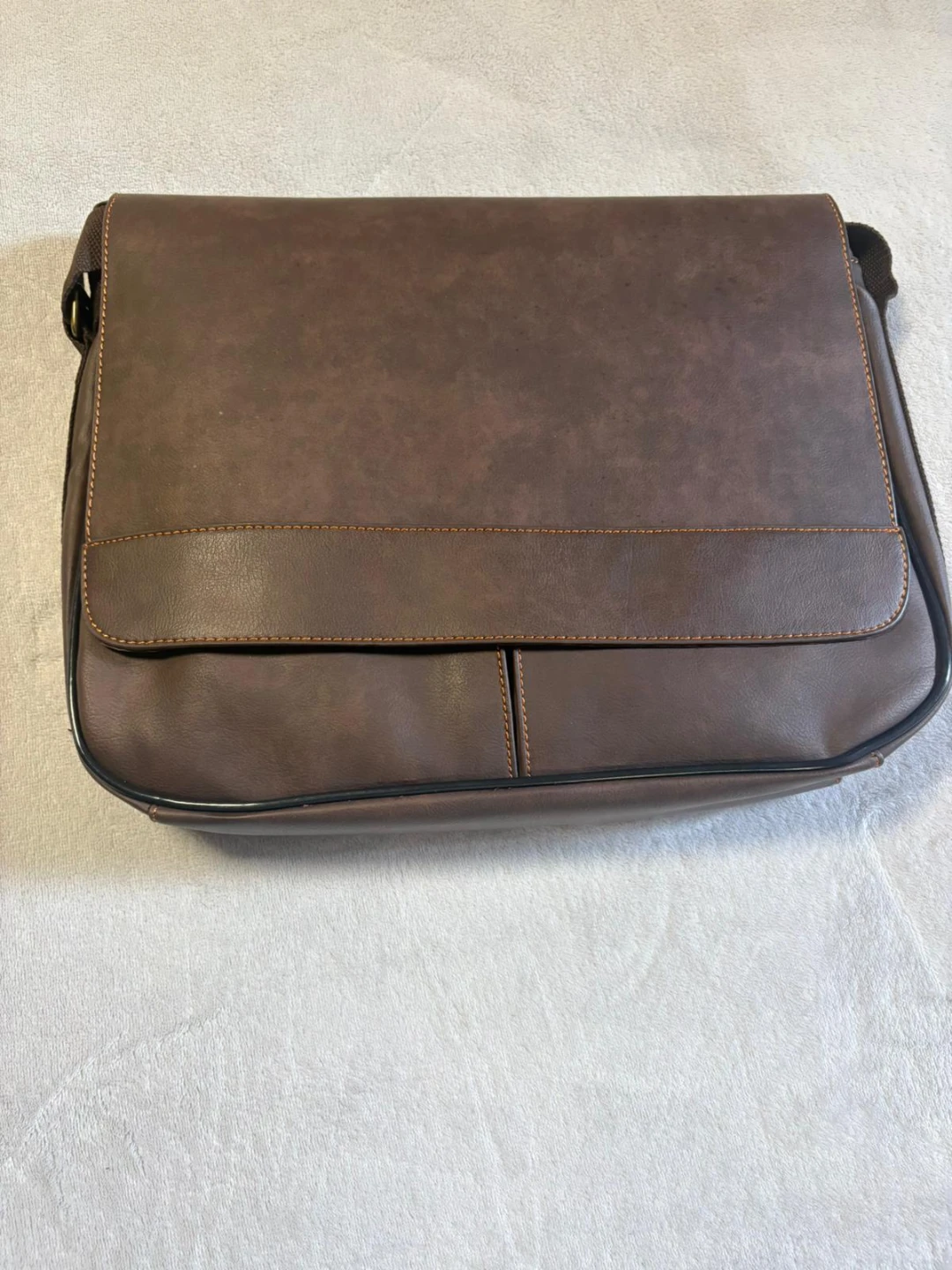 Brown Faux Leather Messenger Bag - photo 5