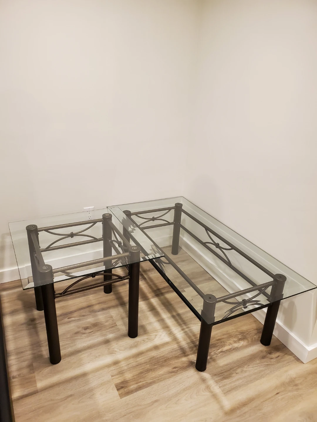 Glass Top Tables with Metal Frame (Set of 2)