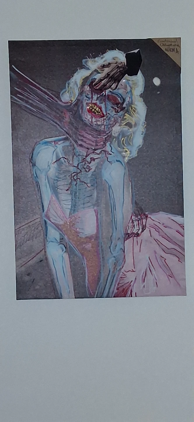 Art Print + hand paint. "Contractual Obligations, NORMA"