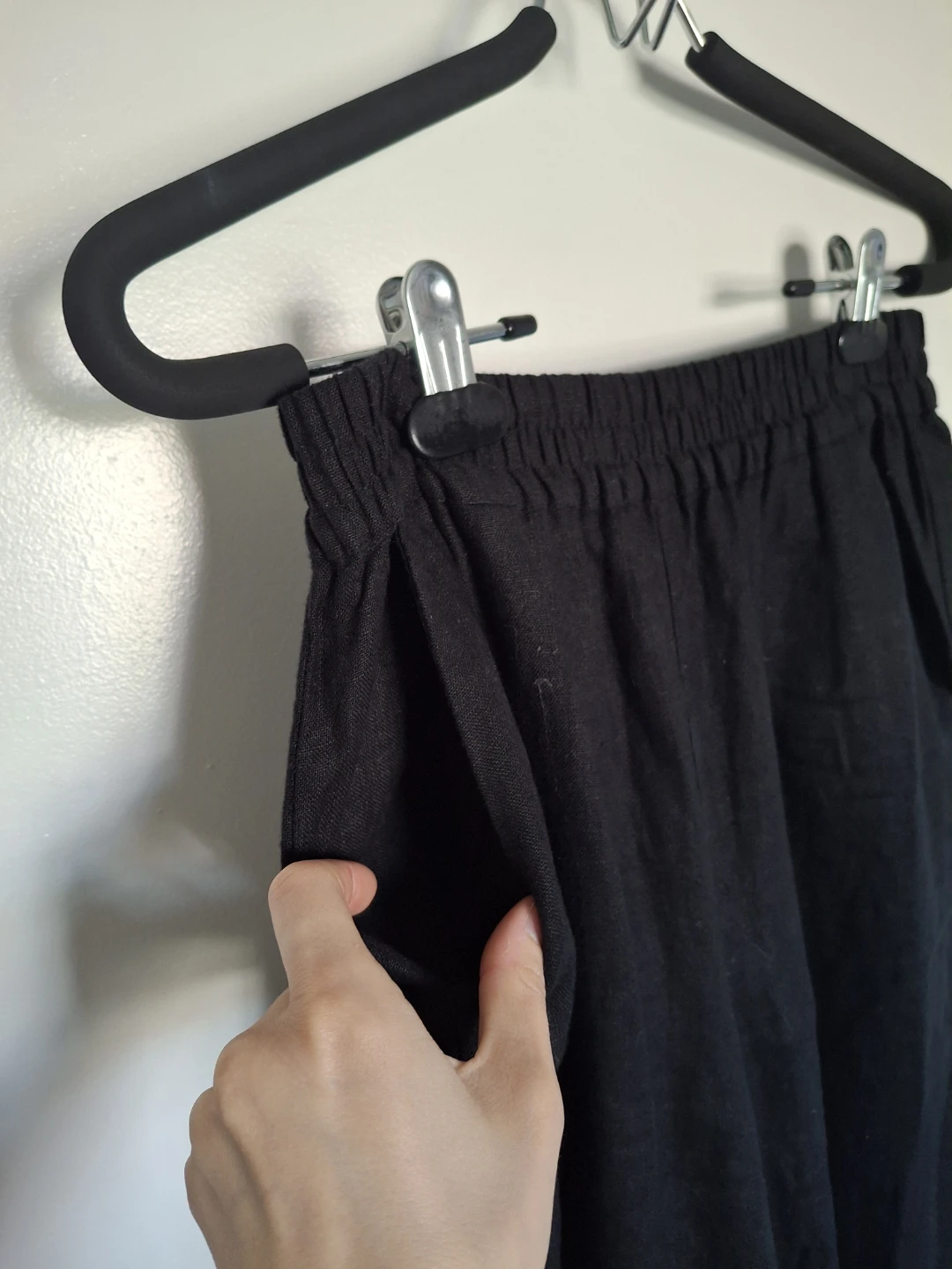 Black Wide Leg Linen Blend Pants - Size Medium - photo 3